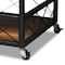 Baxton Studio Capri Oak and Black Mobile Metal Bar Cart with Stemware Rack 153-9040 - alternate 3